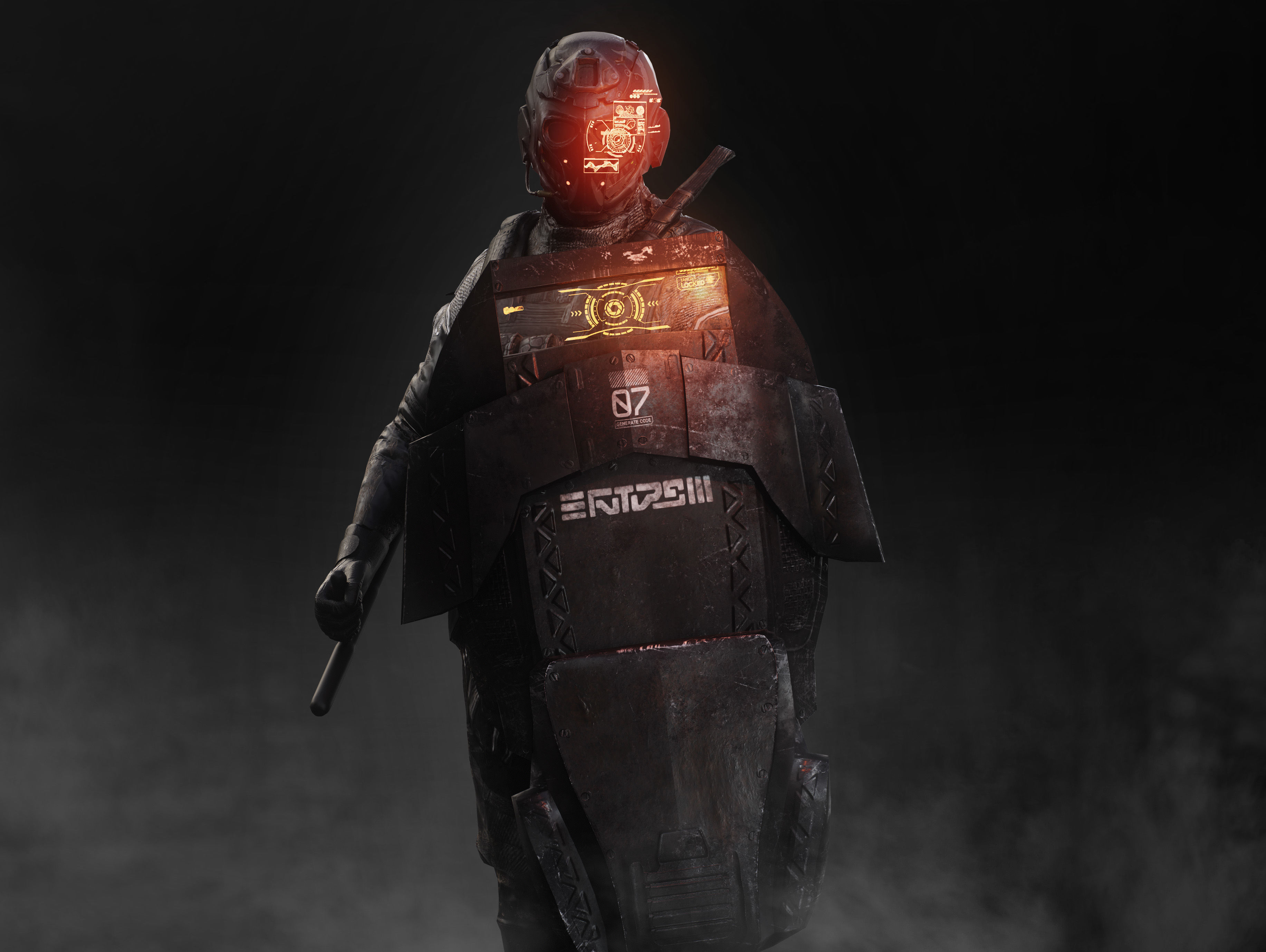 Sci Fi Riot Soldier Low-poly 3D model_2
