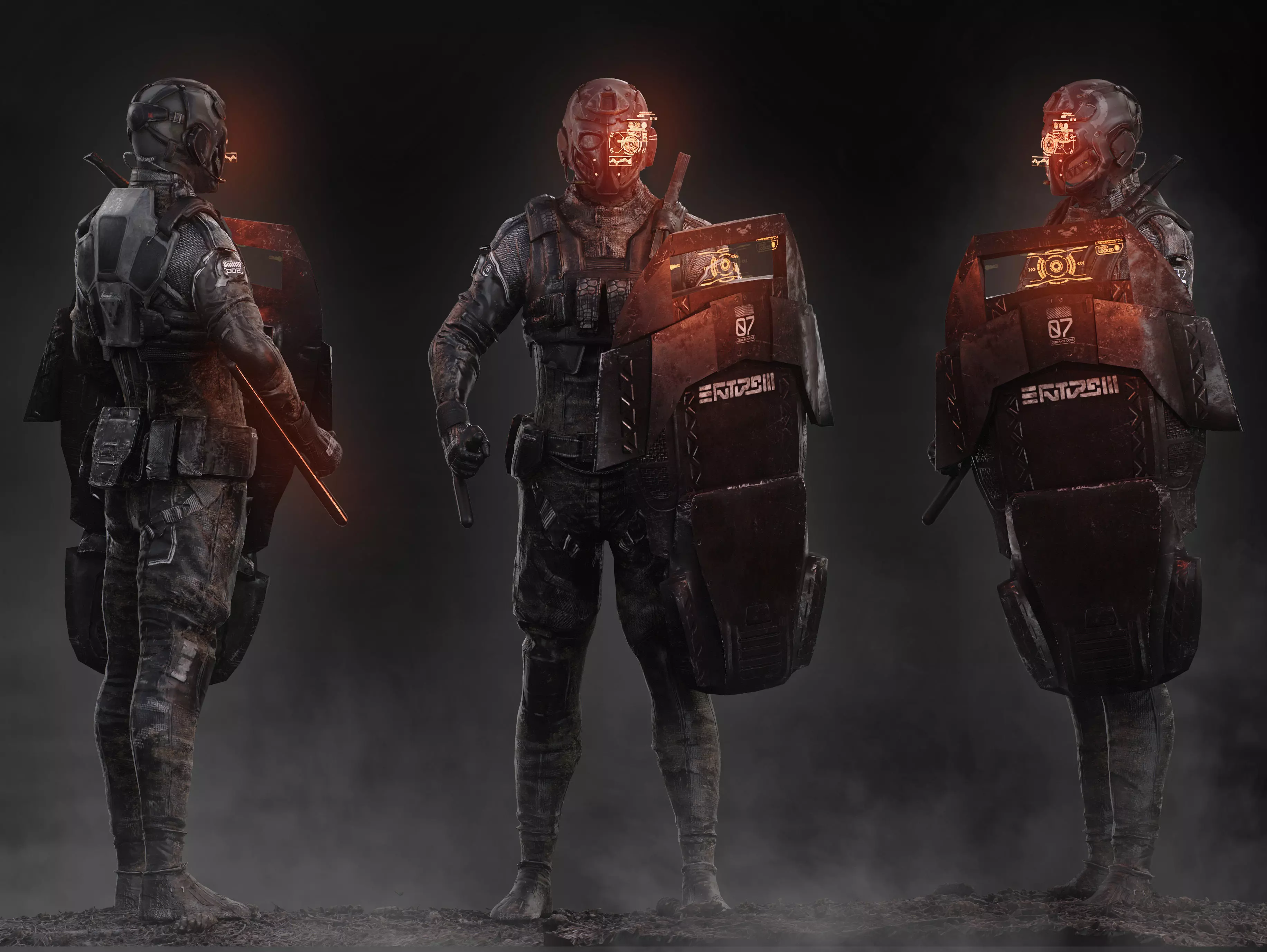 Sci Fi Riot Soldier Low-poly 3D model_0