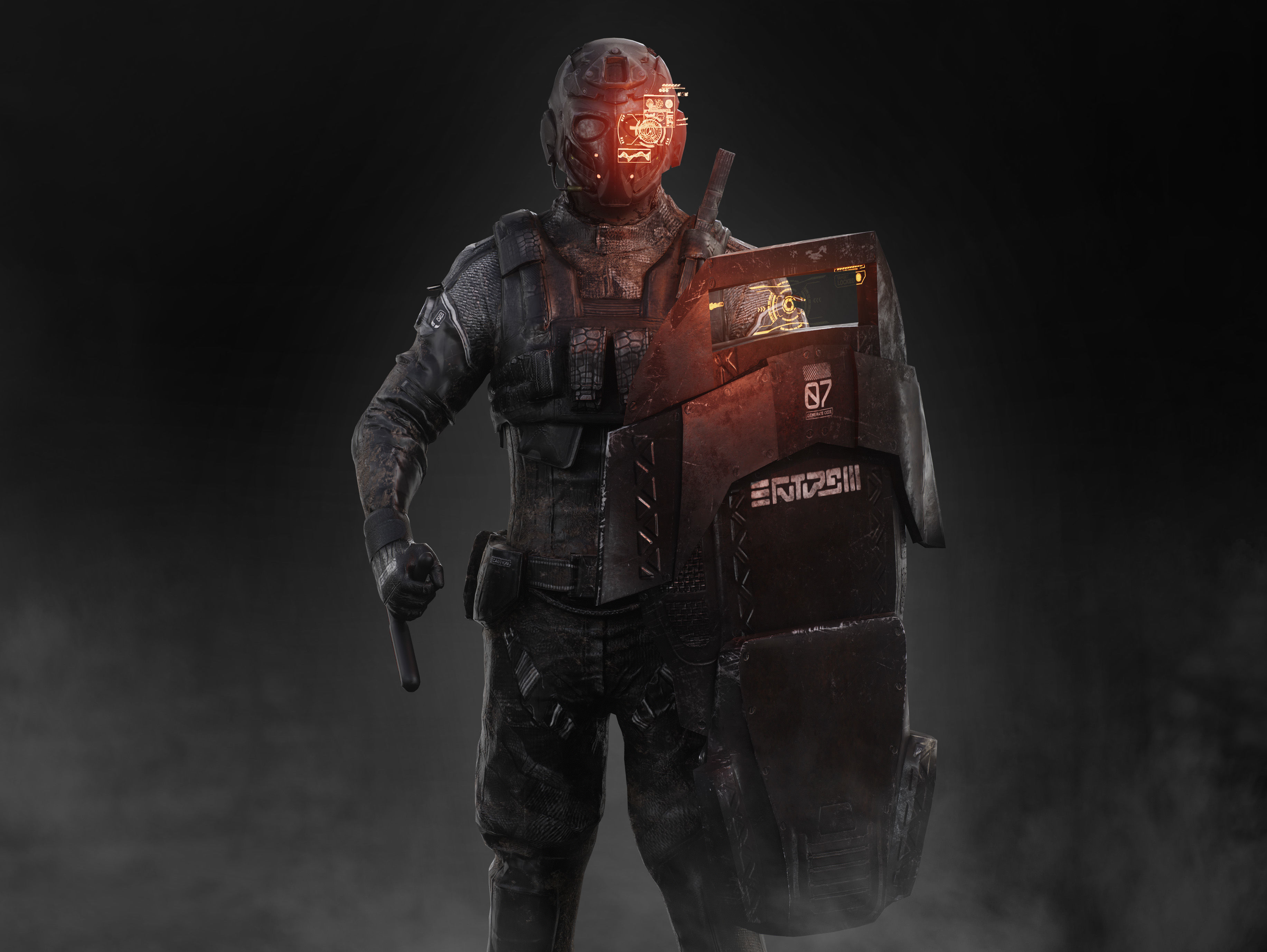 Sci Fi Riot Soldier Low-poly 3D model_4