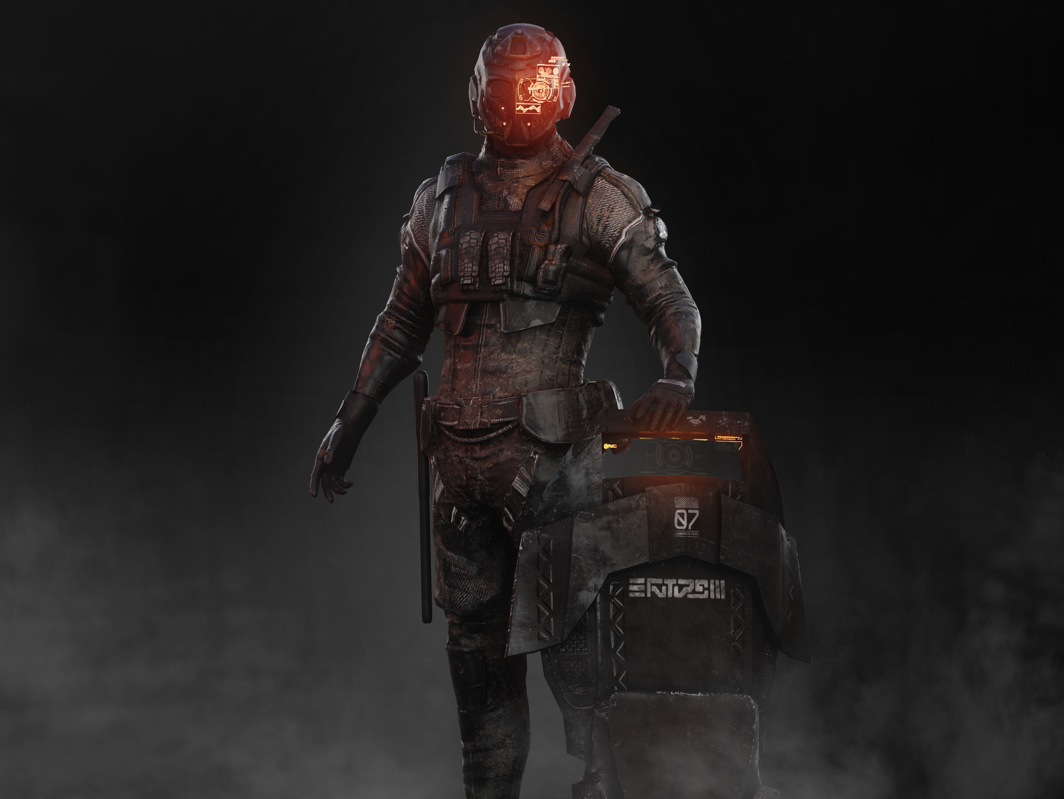 Sci Fi Riot Soldier Low-poly 3D model_10