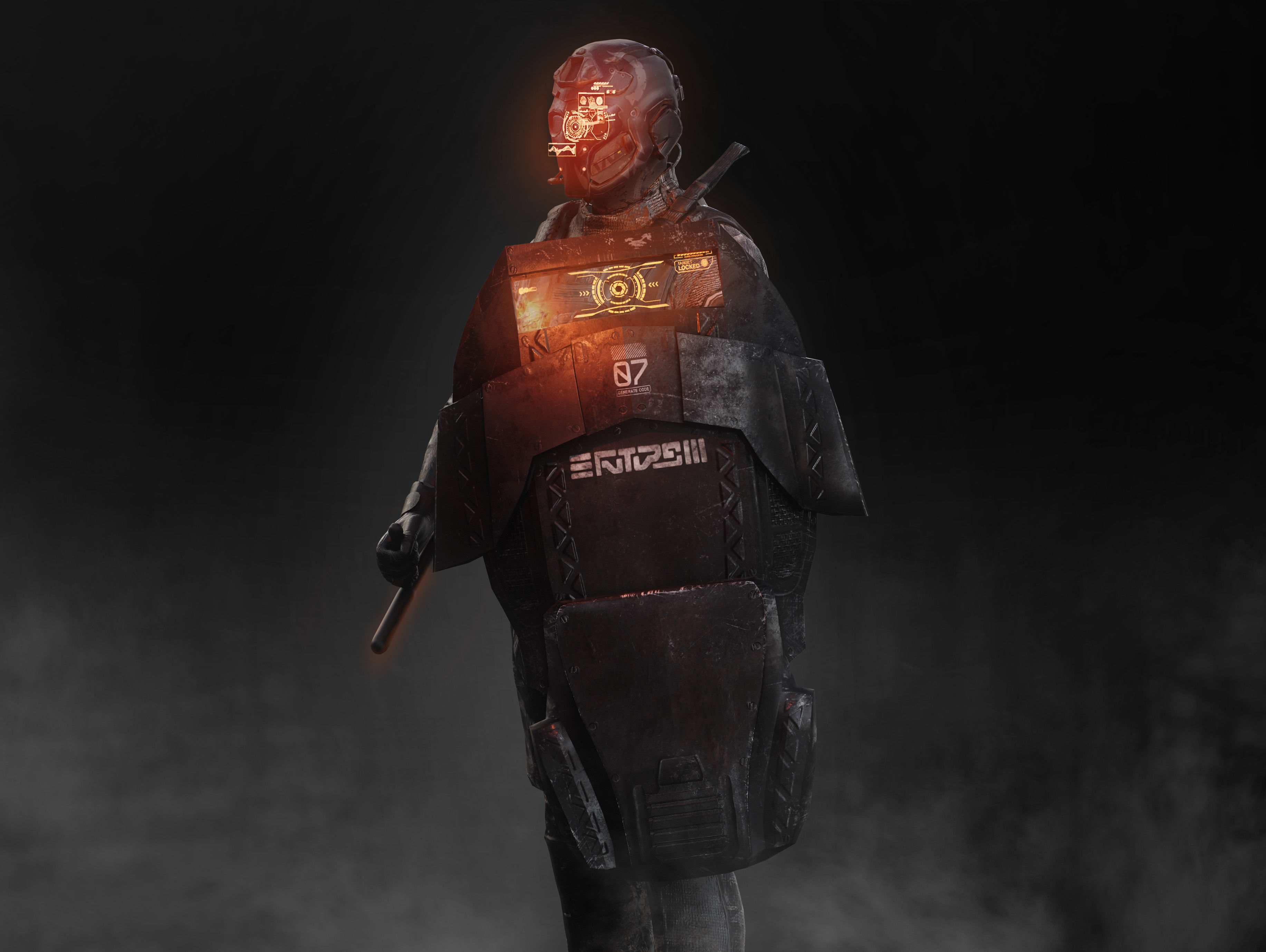 Sci Fi Riot Soldier Low-poly 3D model_9