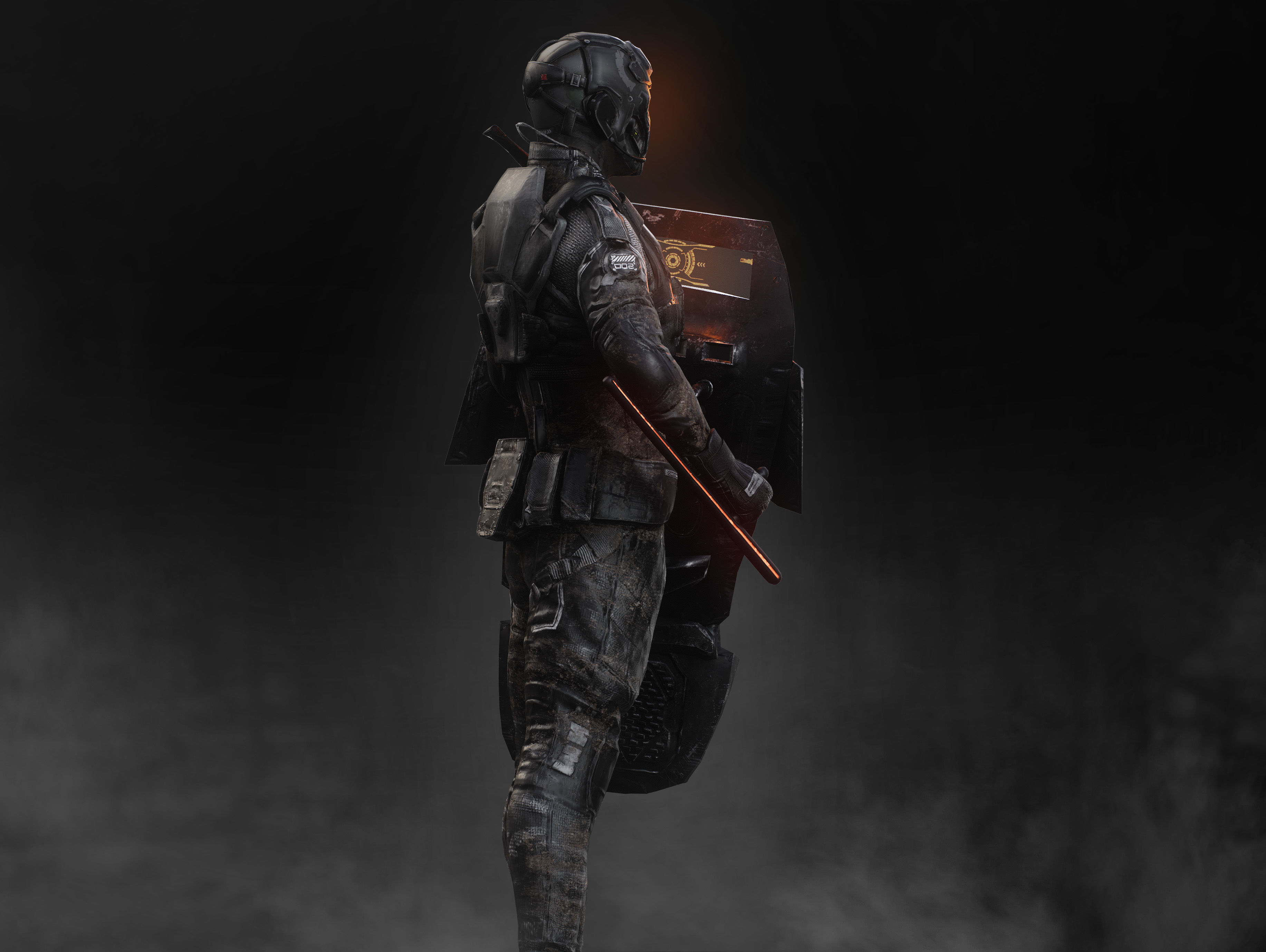 Sci Fi Riot Soldier Low-poly 3D model_6