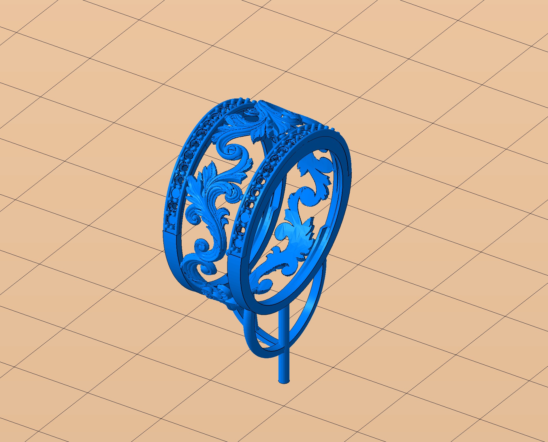 Model of wedding ring with royal carved rococo carving 3D print  3D print model_3