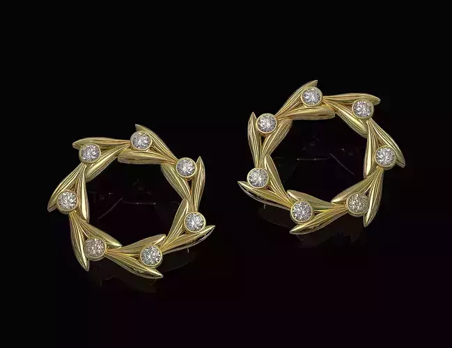 Round leaves earrings