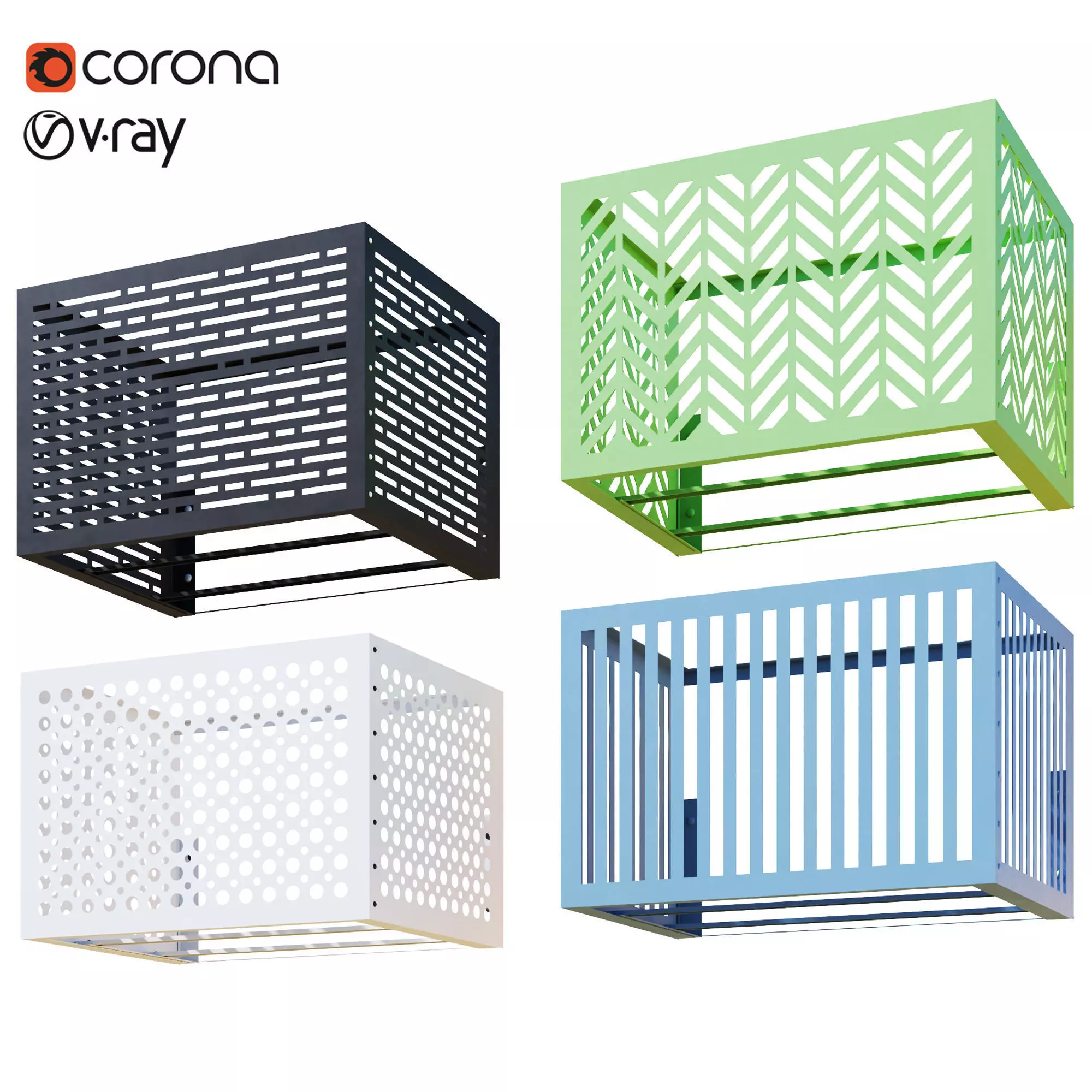 Baskets for air conditioning on the facade 2 3D model_0