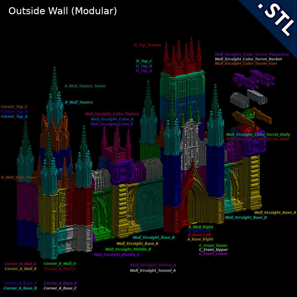 Outside Wall Modular 3D print model_8