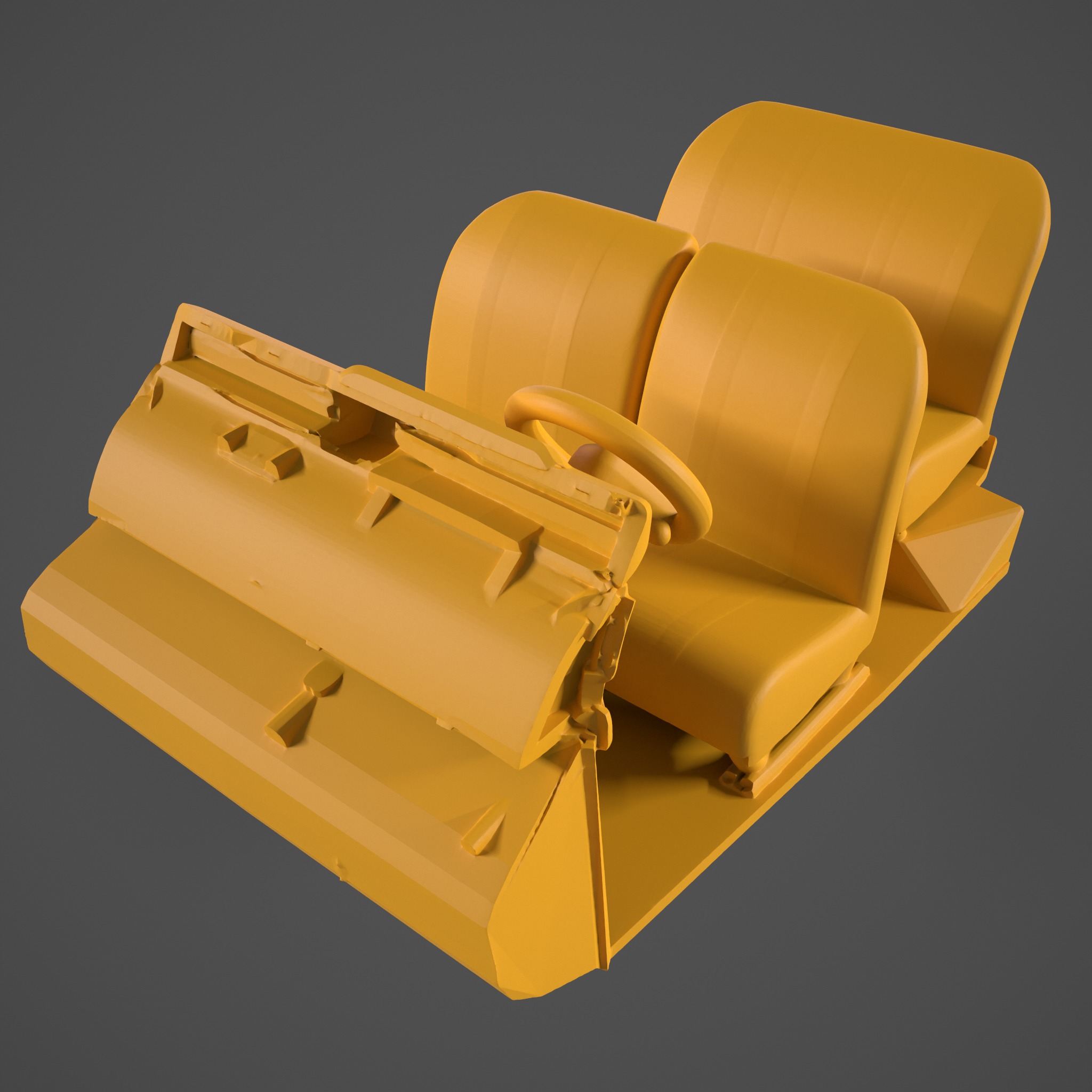Citroen 2CV 1970 Car Interior 3D print model_5