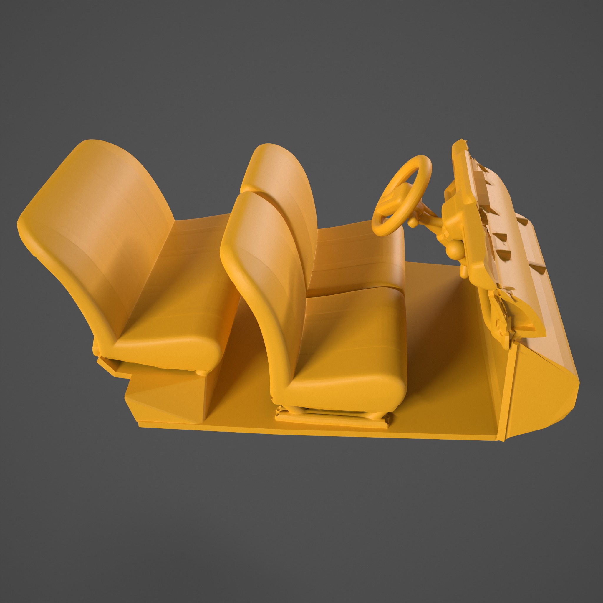 Citroen 2CV 1970 Car Interior 3D print model_4