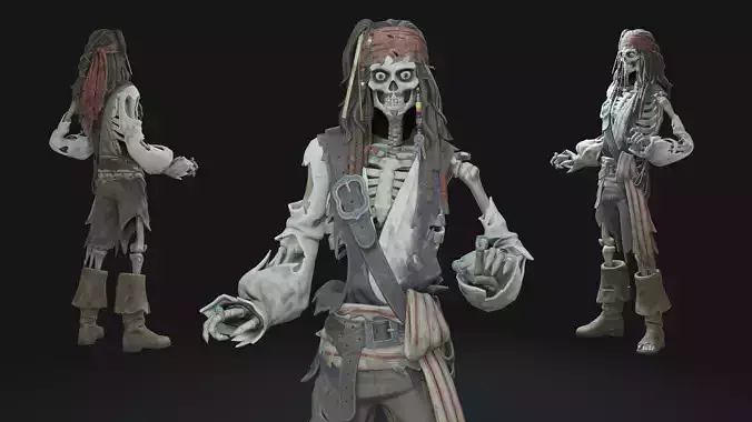 Cursed Jack Sparrow Low Poly Low-poly 3D model