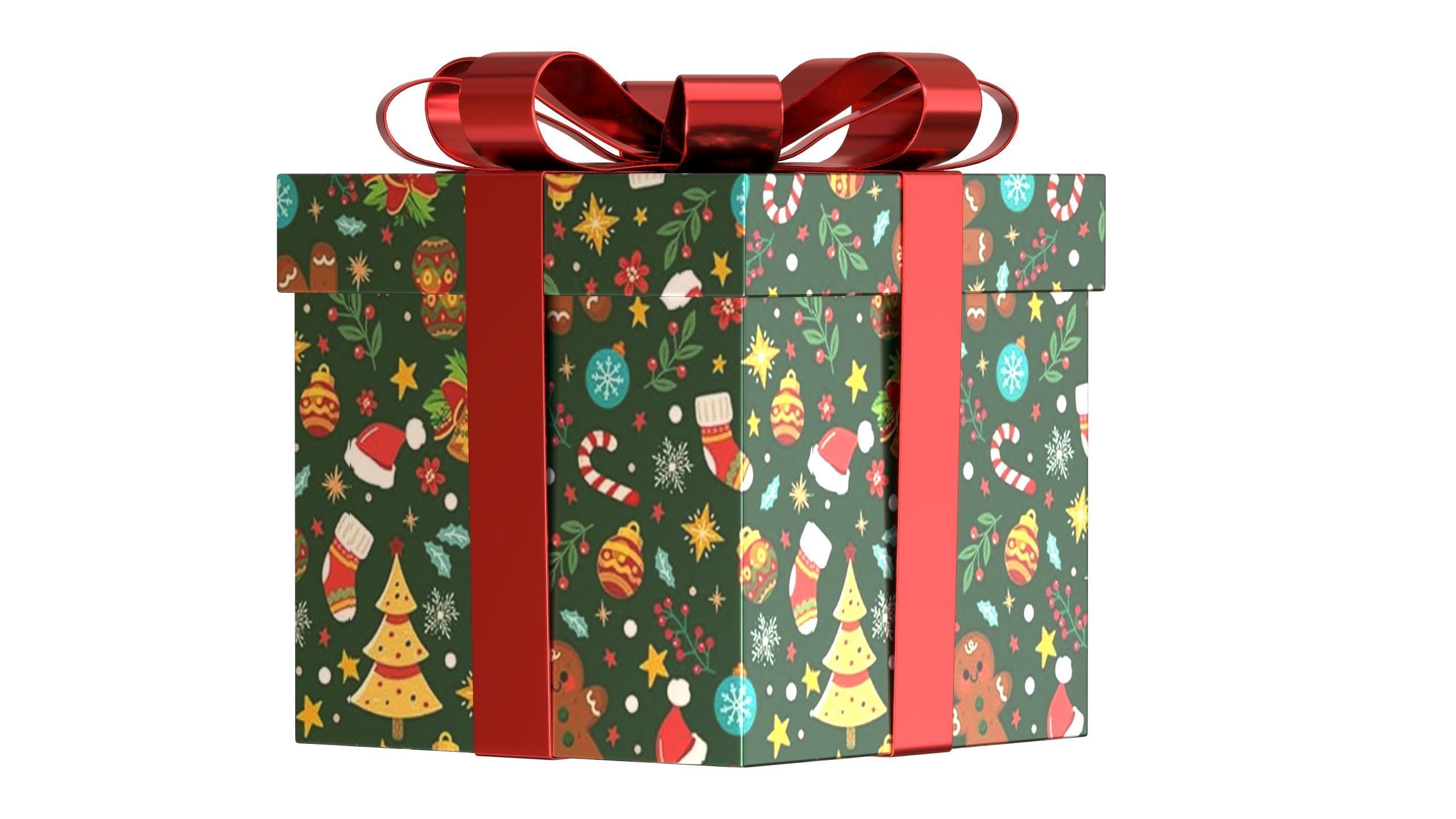 Christmas Box 10 Low-poly 3D model_2