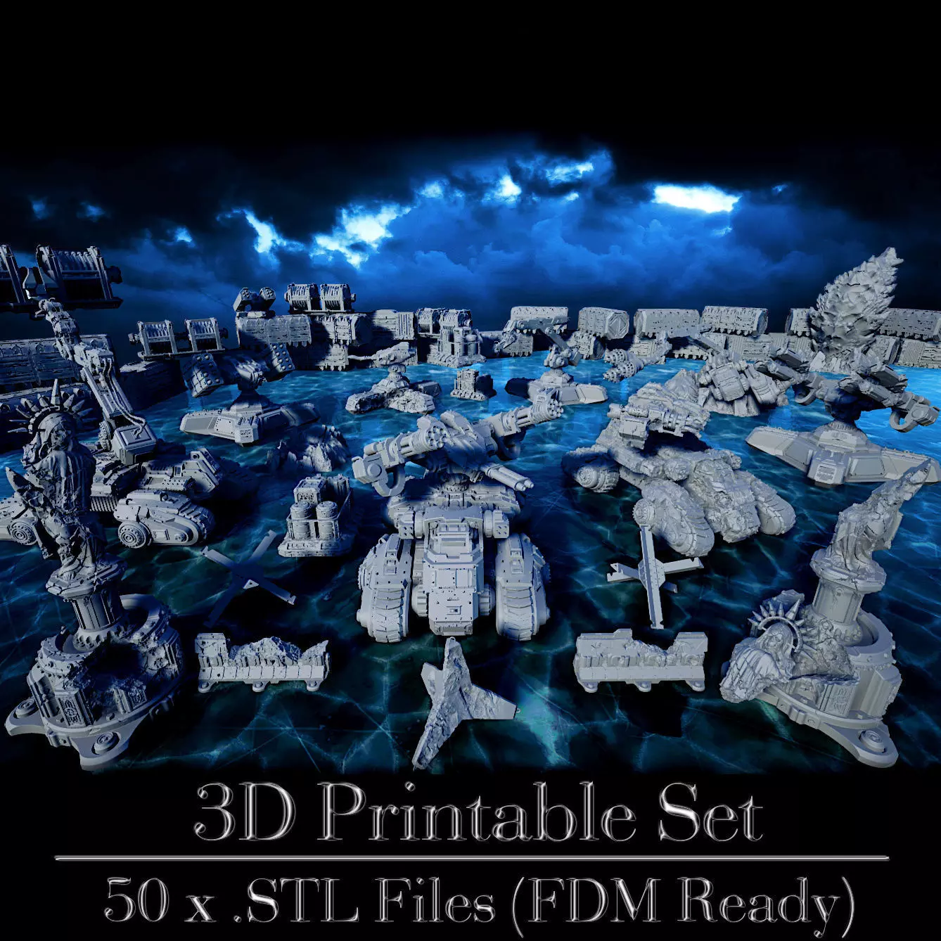 Tanks and Turrets 3D Printable Set 3D print model_0