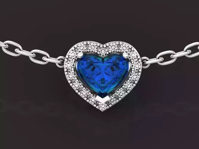 heart shaped pendant with diamonds  1349
