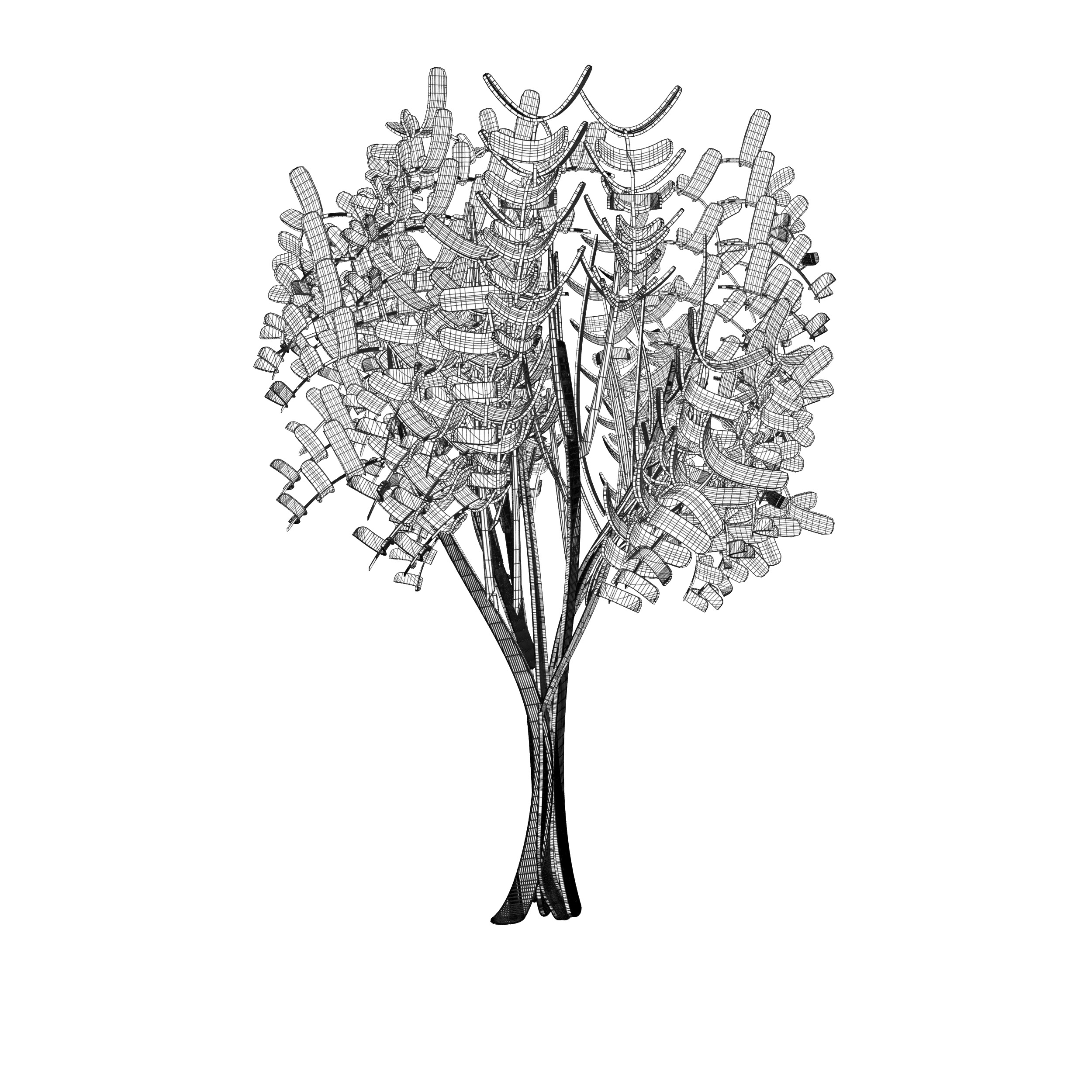 Cartoon tree S2Av4 Low-poly 3D model_4