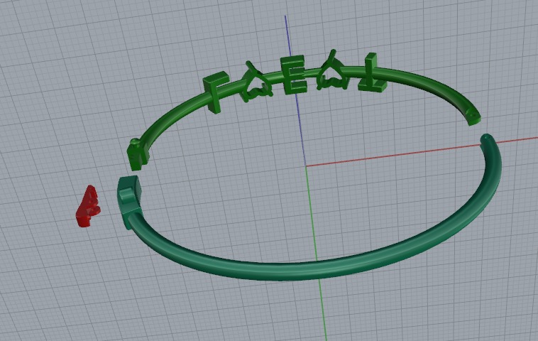 Bracelet with letters size 17 Model 6273 3D print model_4