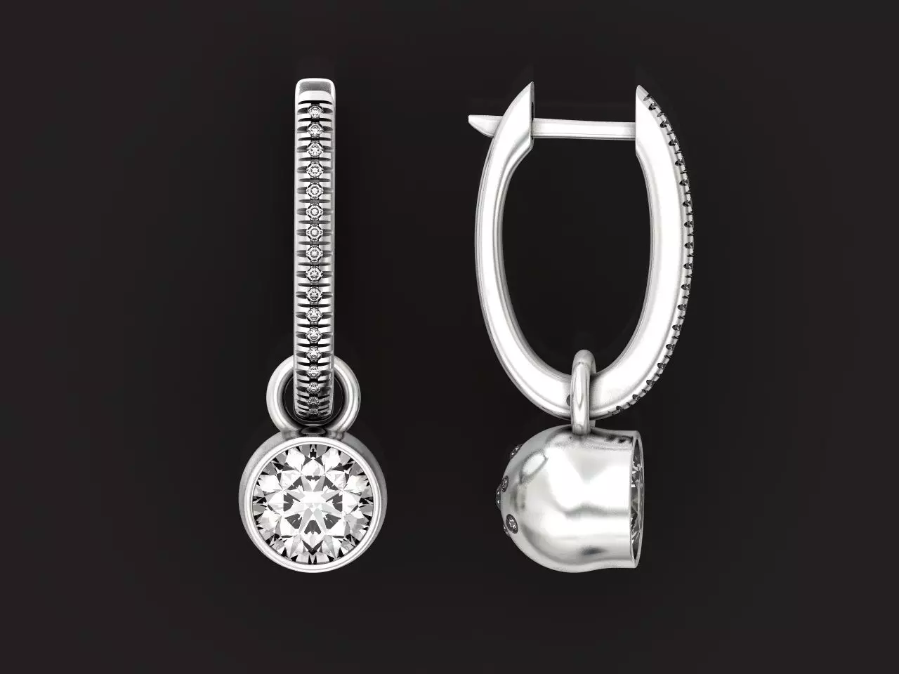 diamond dangle earrings 1350 3D print model