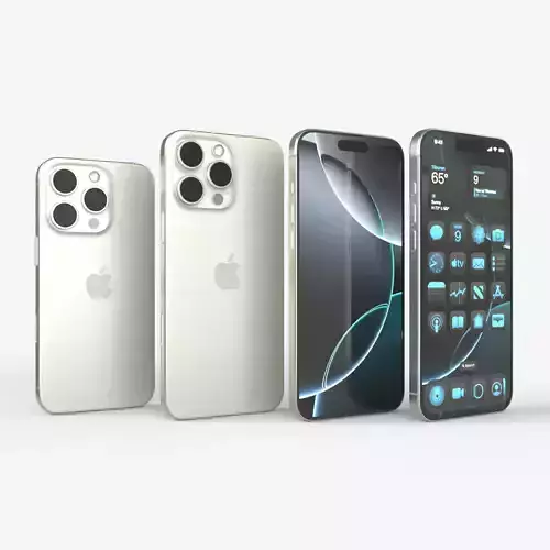 Apple iPhone 16 Pro and Pro Max White Titanium 3D model