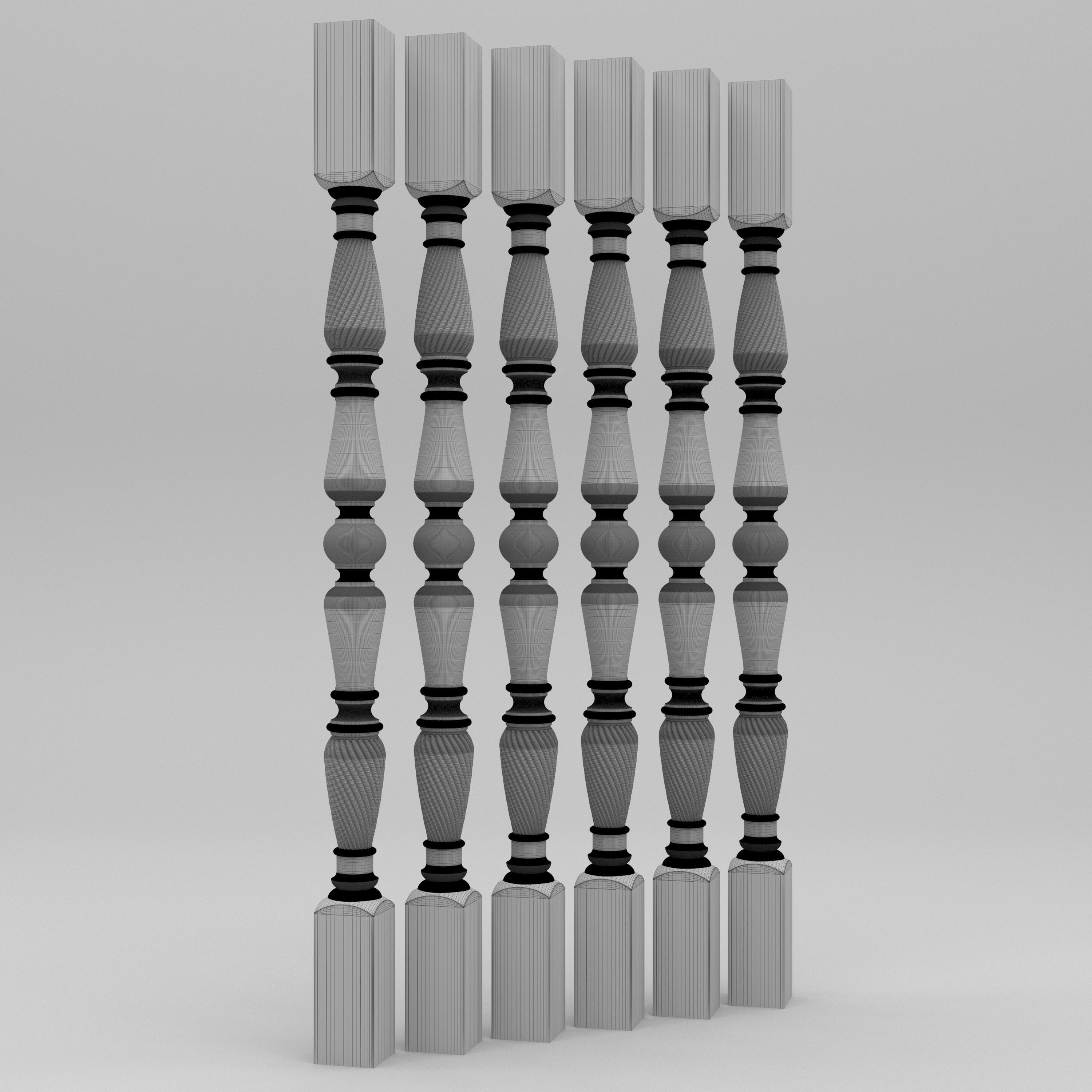 Carved Baluster 3D model_5