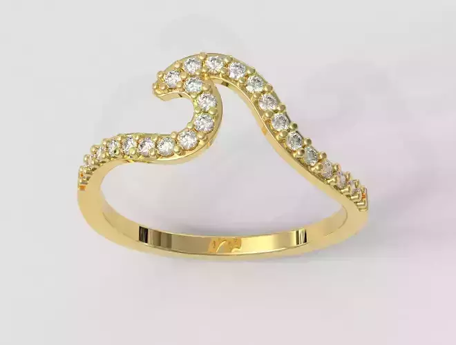 Diamond Wave Ring 3D print model