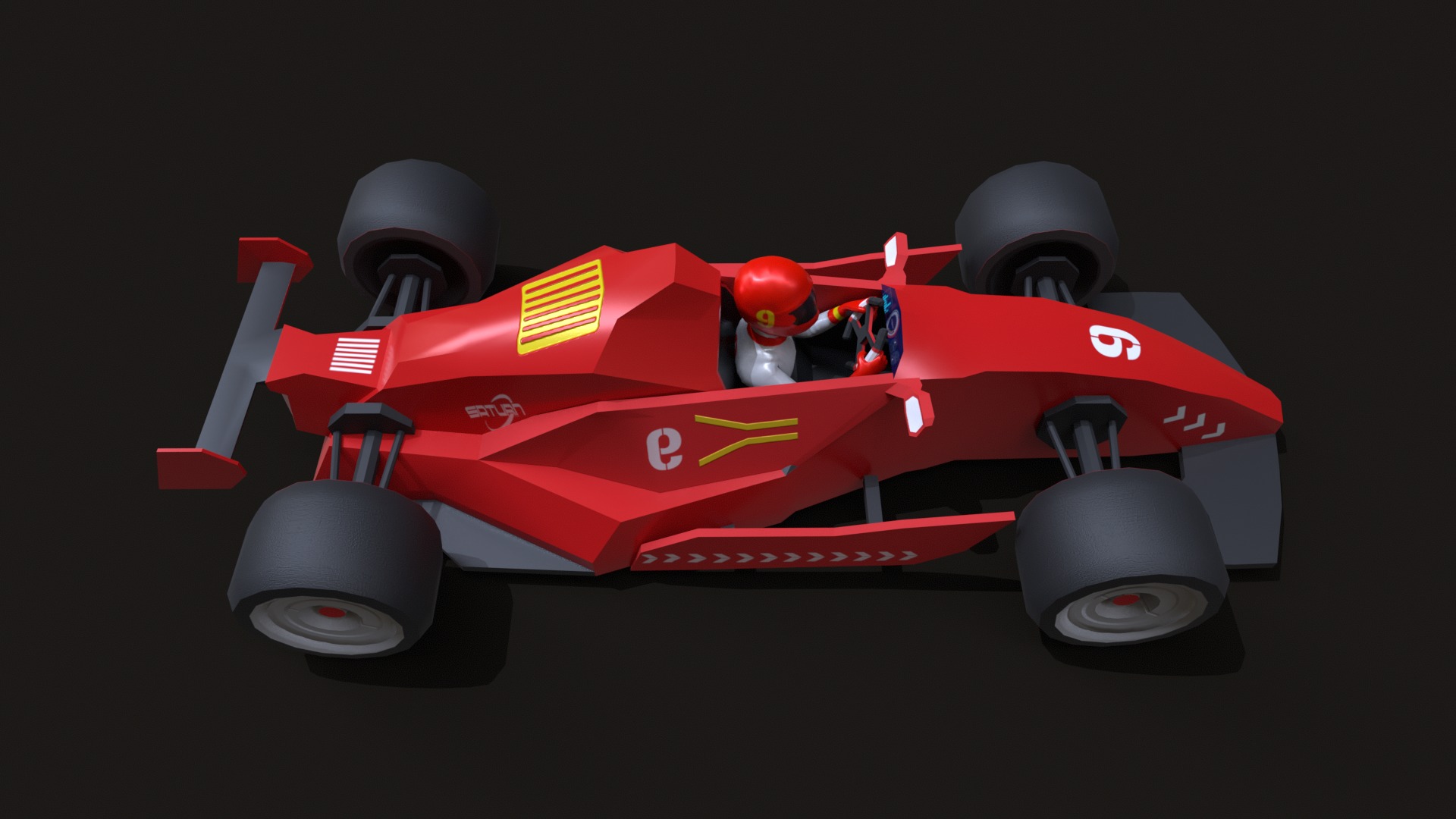 Racing Car with Driver LowPoly Low-poly 3D model_5