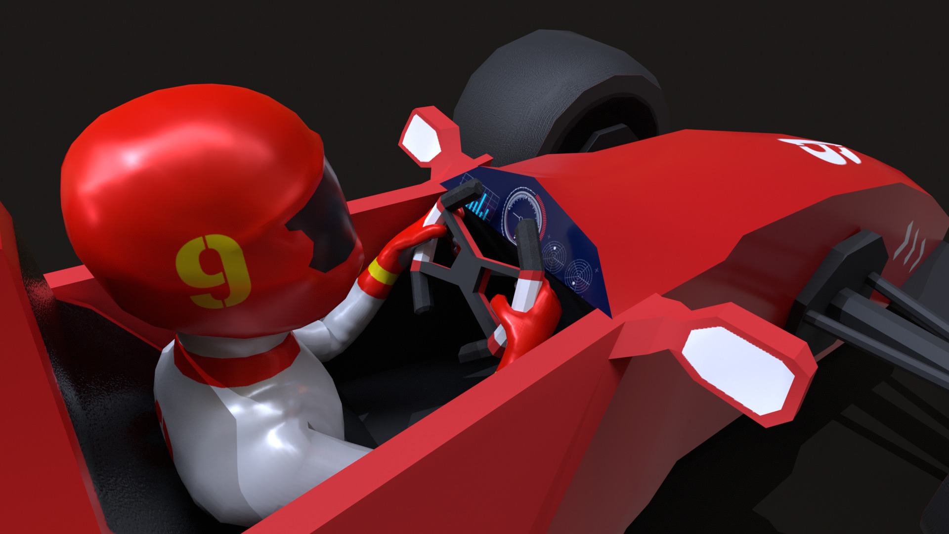 Racing Car with Driver LowPoly Low-poly 3D model_8
