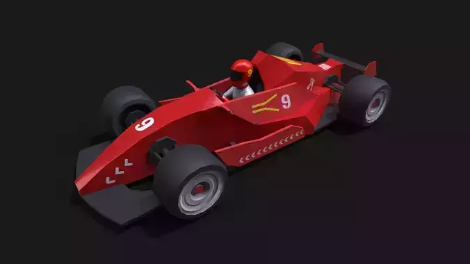Racing Car with Driver LowPoly