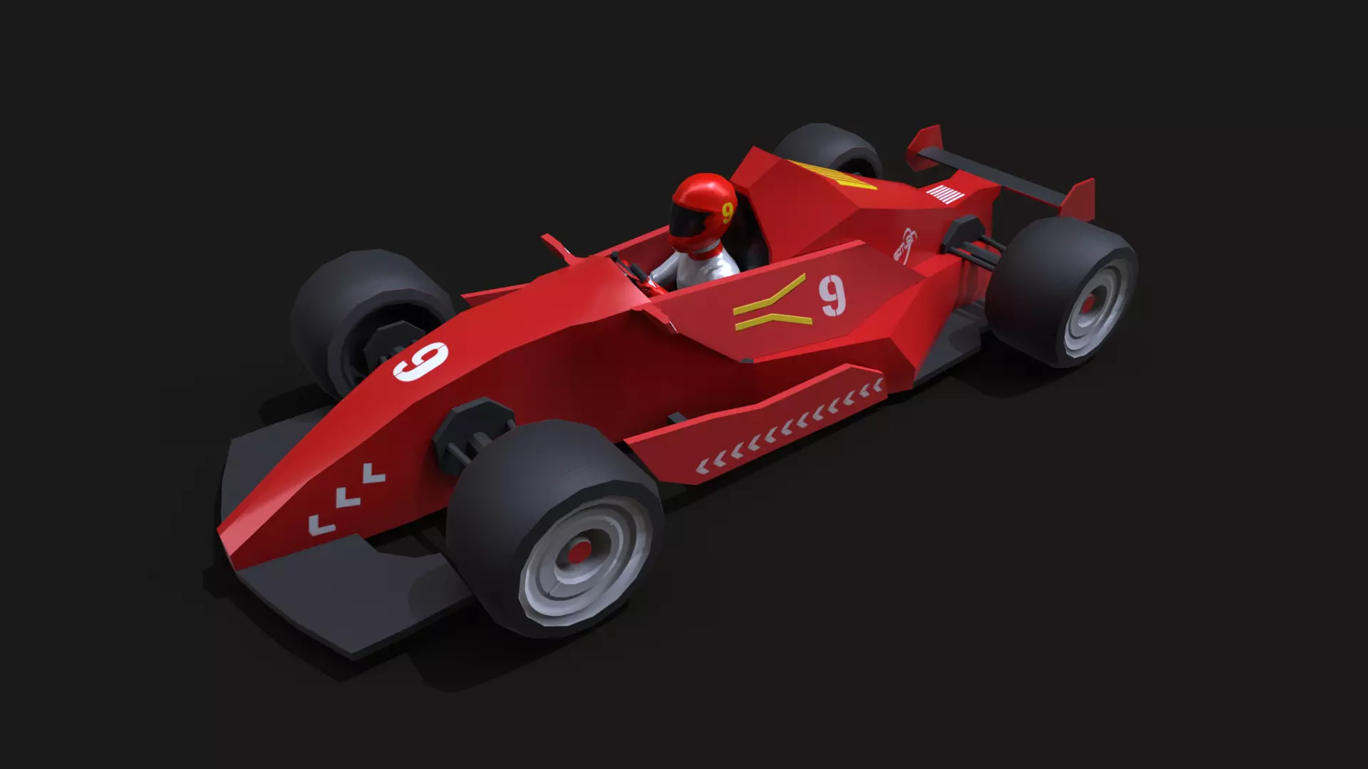 Racing Car with Driver LowPoly Low-poly 3D model_0