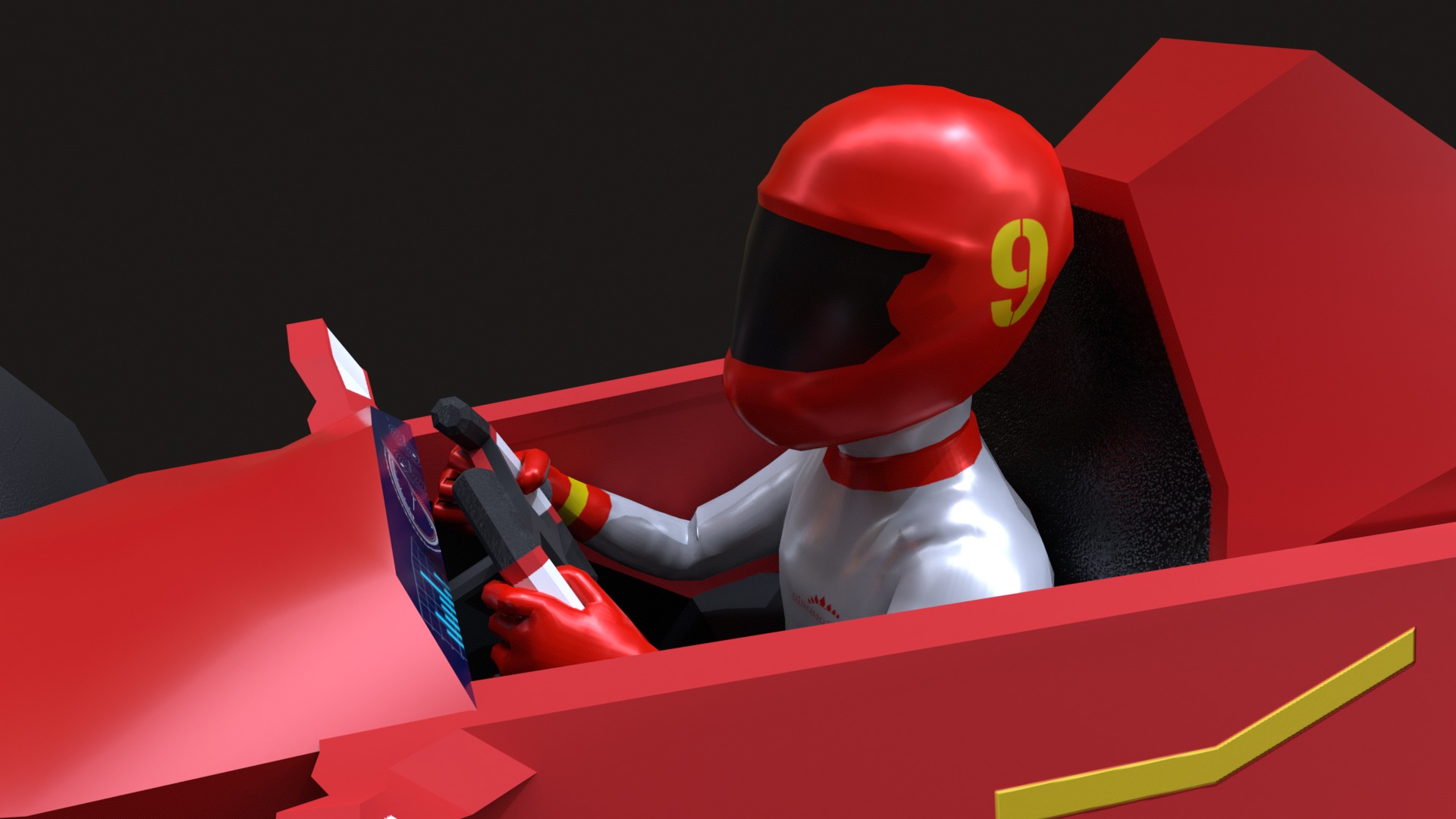 Racing Car with Driver LowPoly Low-poly 3D model_7