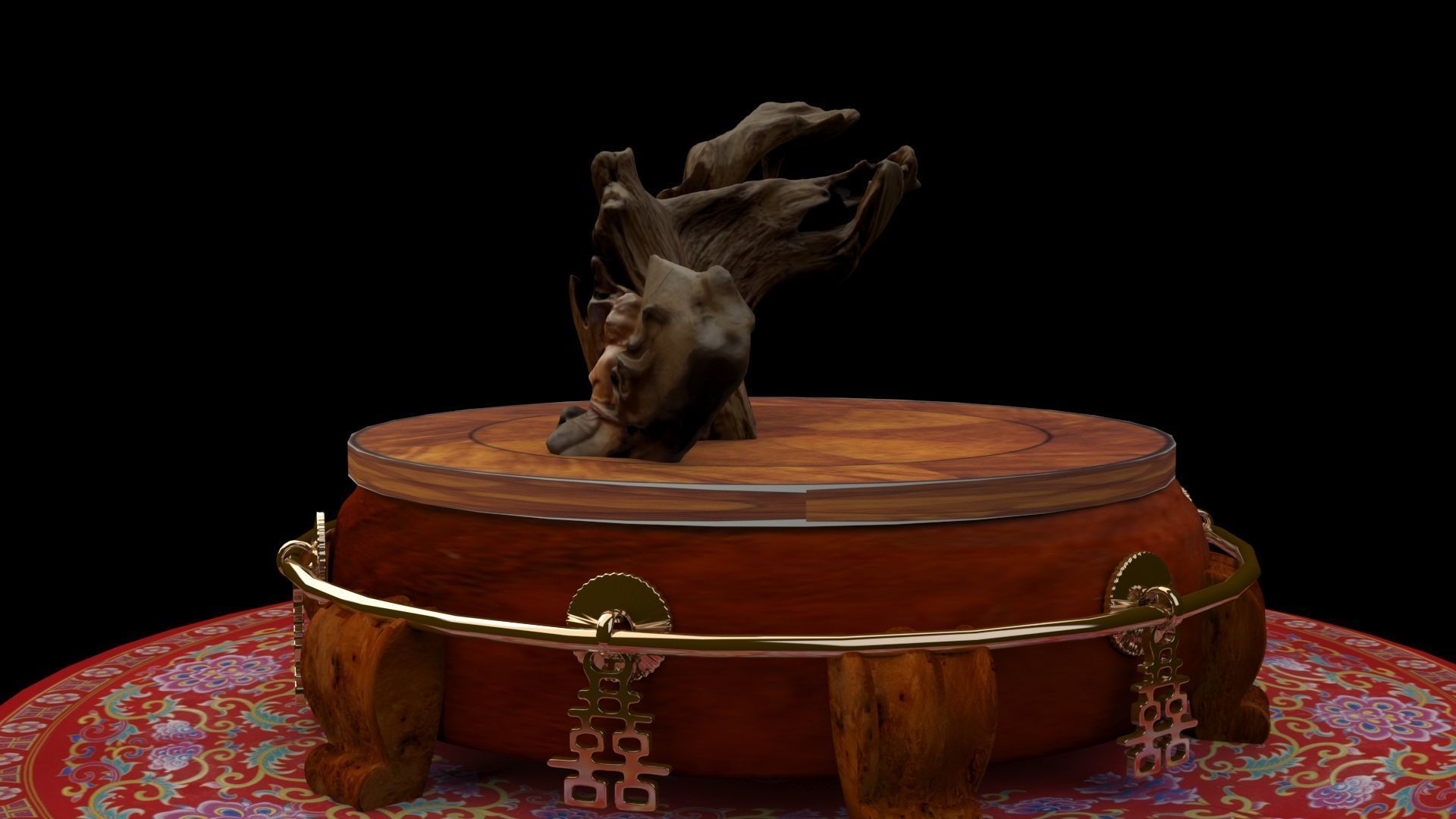 Chinese wood root carving sculpture 3D model_2