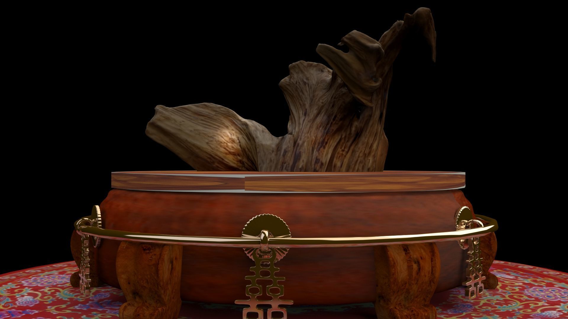 Chinese wood root carving sculpture 3D model_3