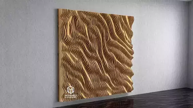 Parametric Wavy Wooden Wall Decor 05 - wood cutting machines  3D model