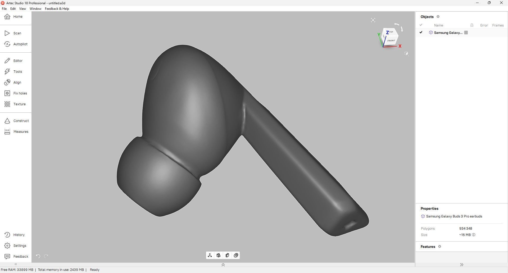 Samsung Galaxy Buds 3 Pro Earbud 3D Scan 3D model_5