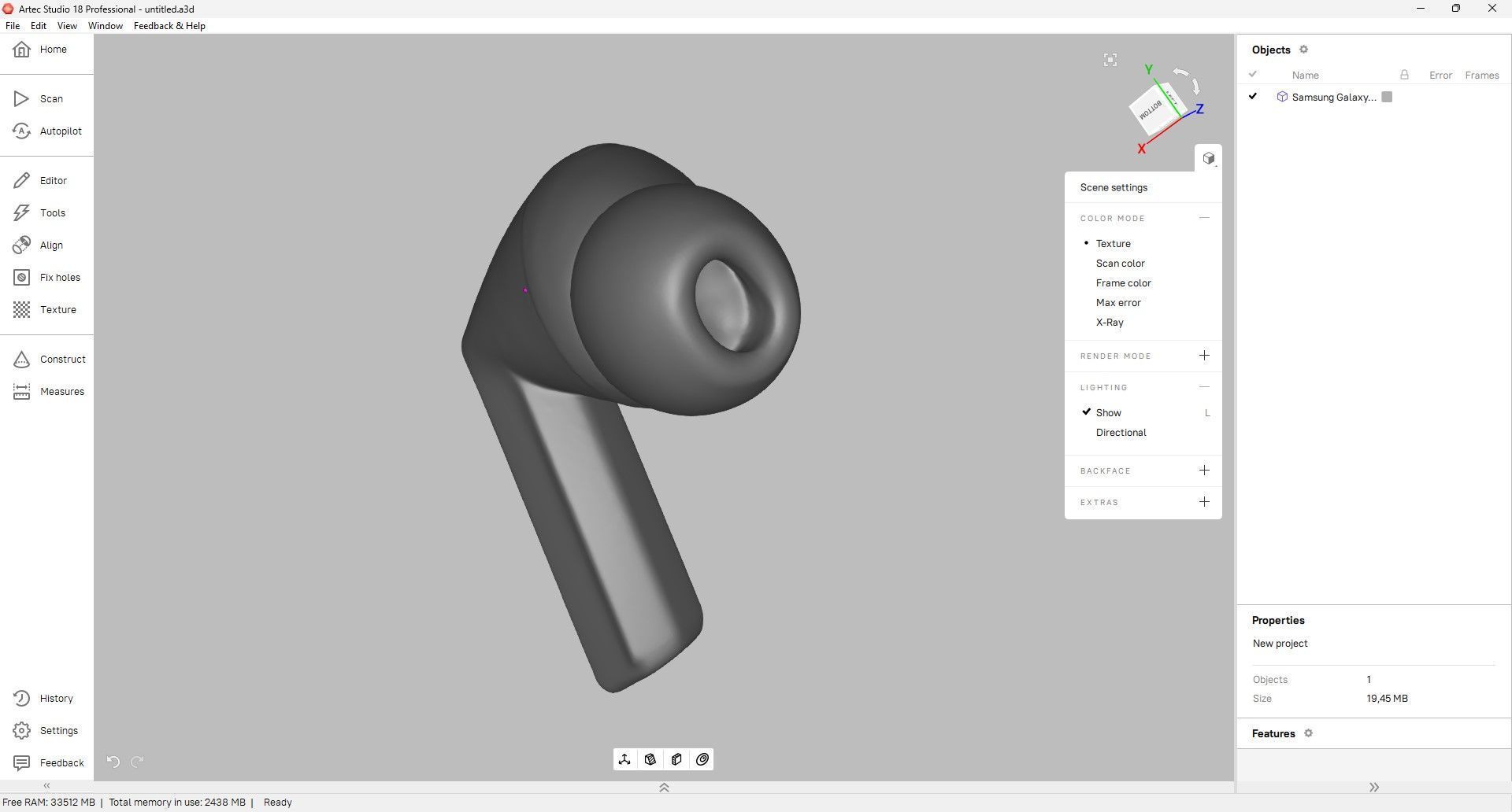 Samsung Galaxy Buds 3 Pro Earbud 3D Scan 3D model_2