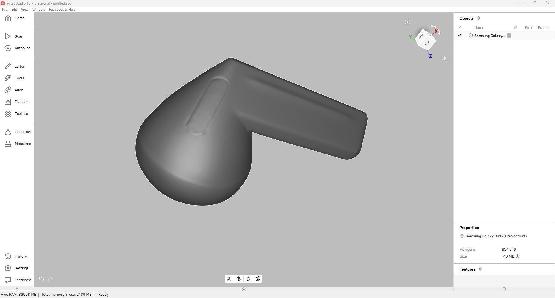 Samsung Galaxy Buds 3 Pro Earbud 3D Scan 3D model_4