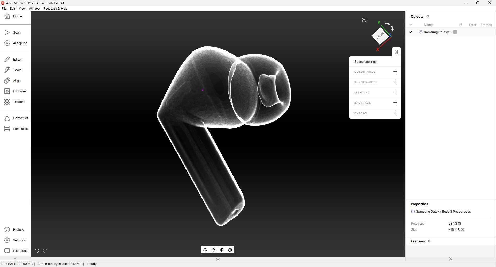 Samsung Galaxy Buds 3 Pro Earbud 3D Scan 3D model_9