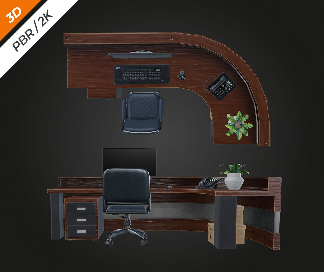 Receptionist Desk Low-poly 3D model_6