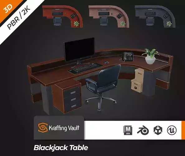 Receptionist Desk Low-poly 3D model