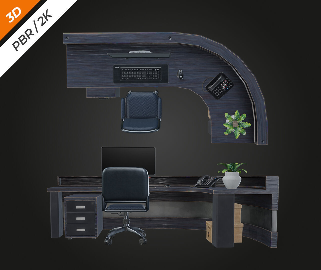Receptionist Desk Low-poly 3D model_9