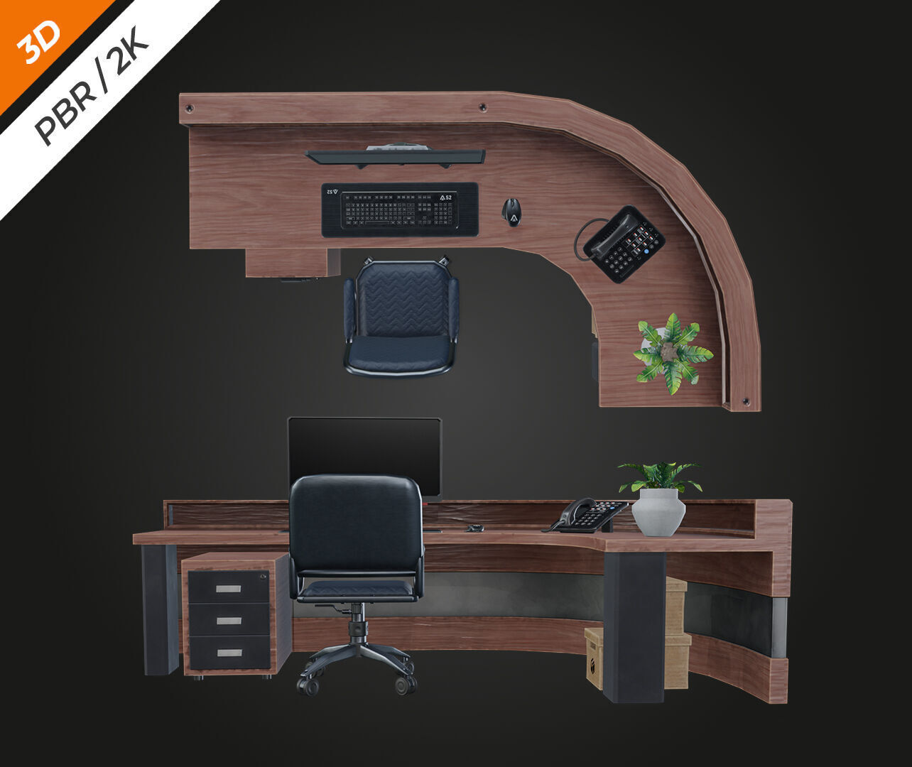 Receptionist Desk Low-poly 3D model_8