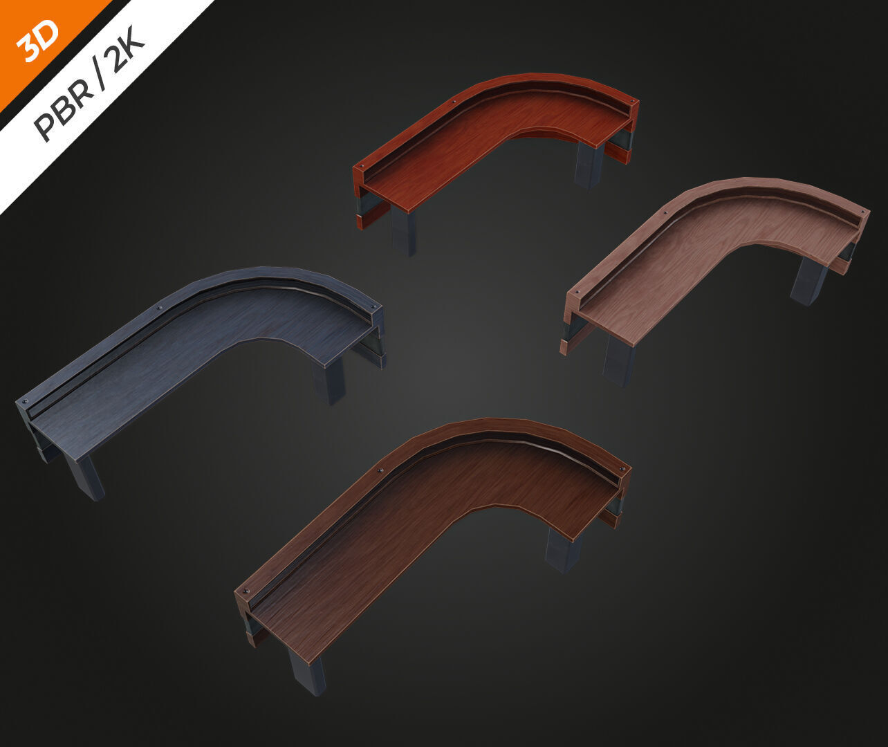 Receptionist Desk Low-poly 3D model_10