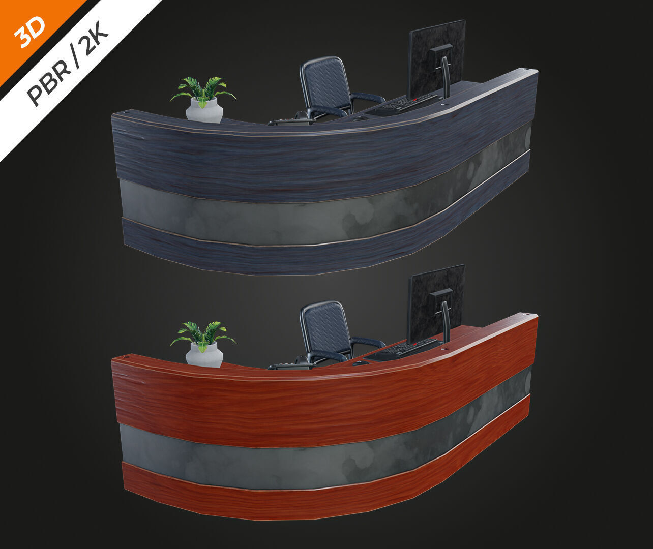 Receptionist Desk Low-poly 3D model_12