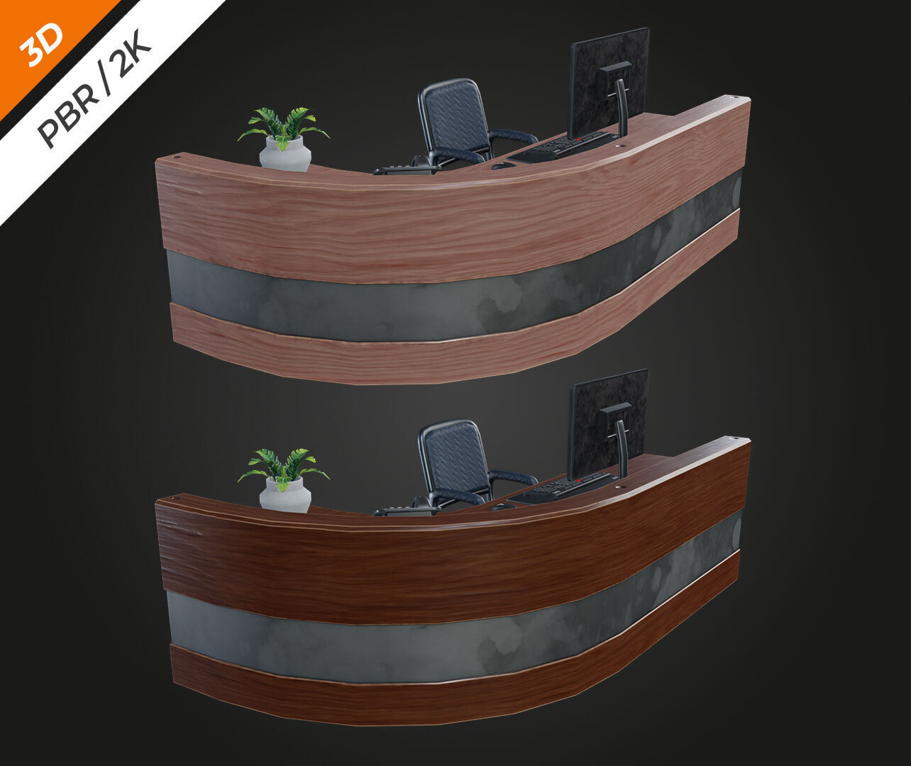 Receptionist Desk Low-poly 3D model_11