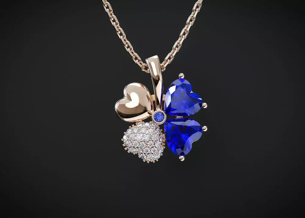 CLOVER PENDANT WITH STONES Printable Model 3D print model_0