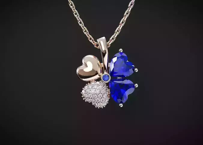 CLOVER PENDANT WITH STONES Printable Model