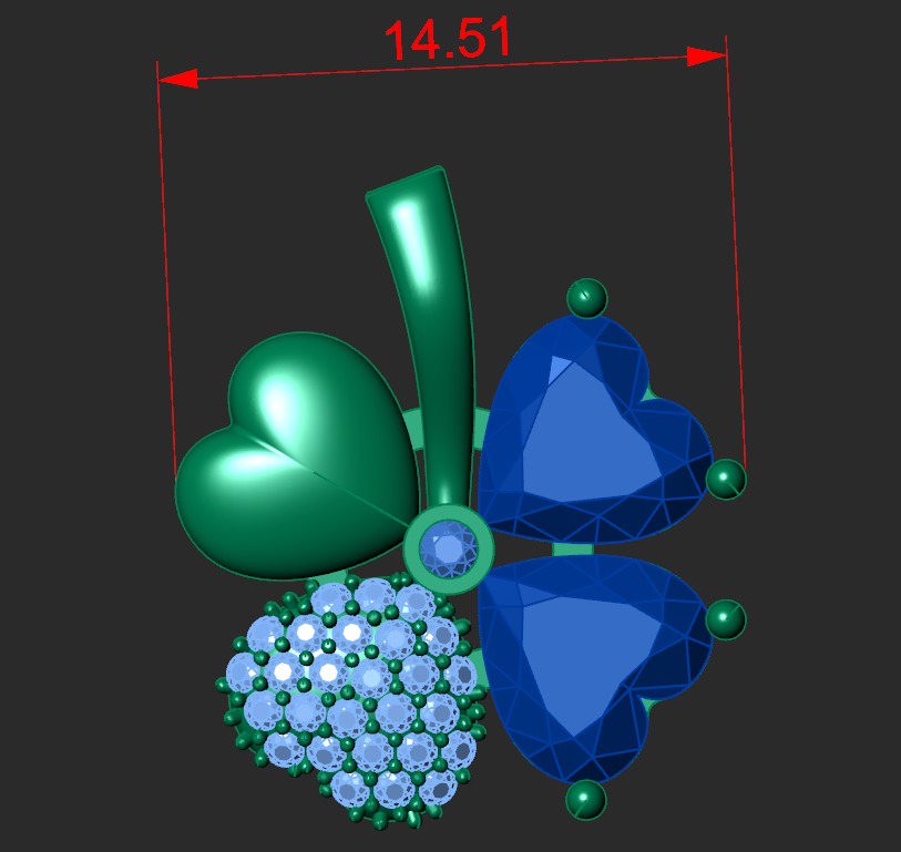 CLOVER PENDANT WITH STONES Printable Model 3D print model_2