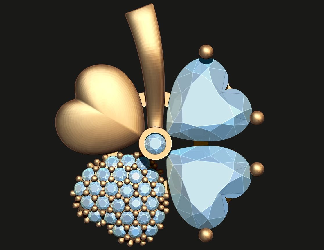 CLOVER PENDANT WITH STONES Printable Model 3D print model_4