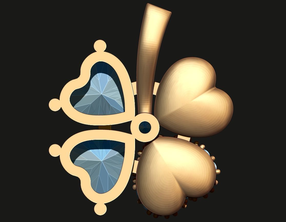 CLOVER PENDANT WITH STONES Printable Model 3D print model_9