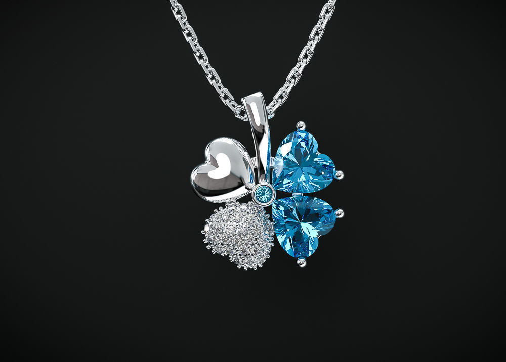 CLOVER PENDANT WITH STONES Printable Model 3D print model_1