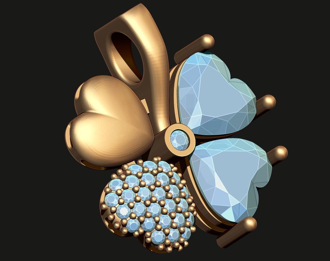 CLOVER PENDANT WITH STONES Printable Model 3D print model_10