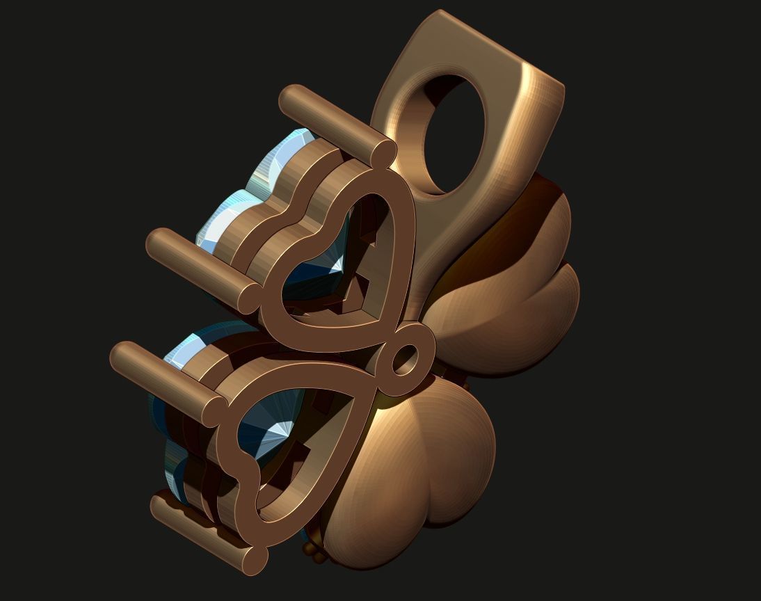 CLOVER PENDANT WITH STONES Printable Model 3D print model_6