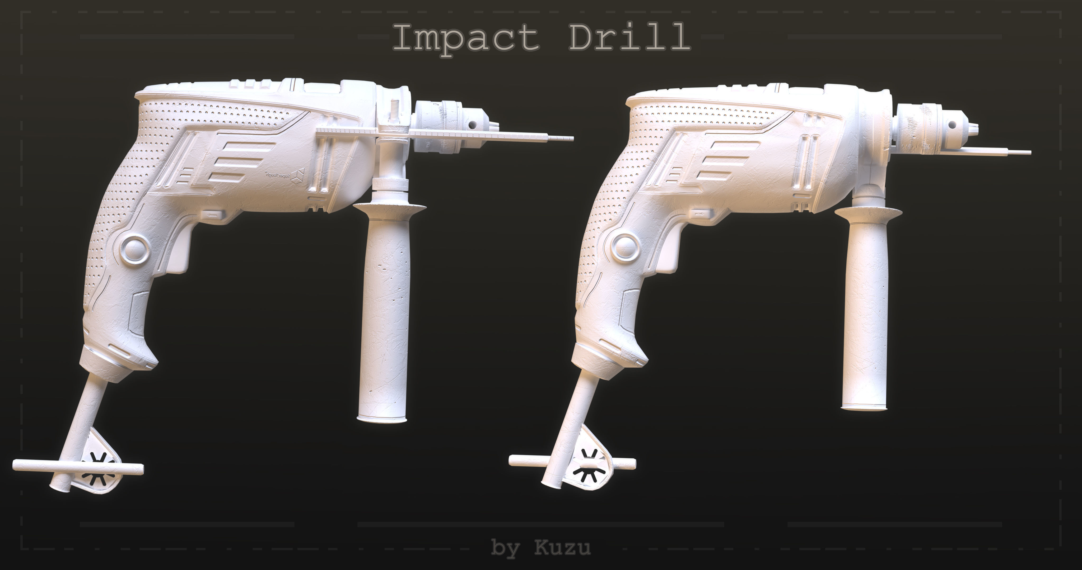 Impact Drill Low-poly 3D model_7